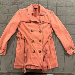 Kohls Ladies Pea Coat Jacket Winter Papaya Orange Size Small 97% Cotton